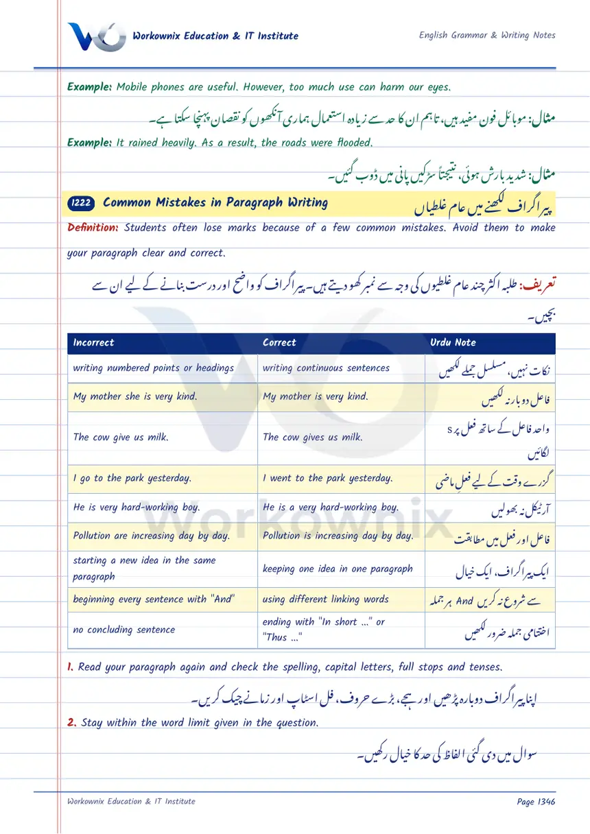 Common Mistakes in Paragraph Writing, page 1 of 2