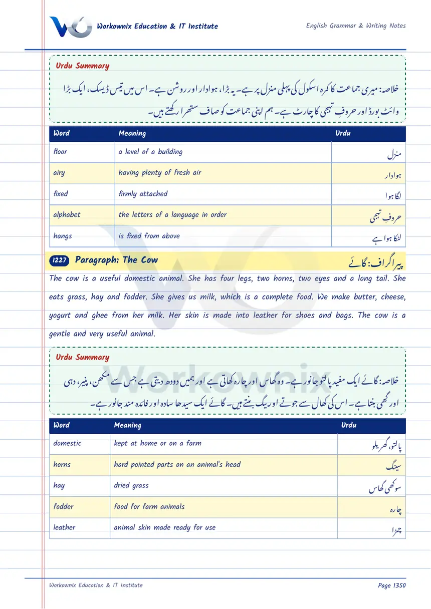 Paragraph on The Cow, page 1 of 1