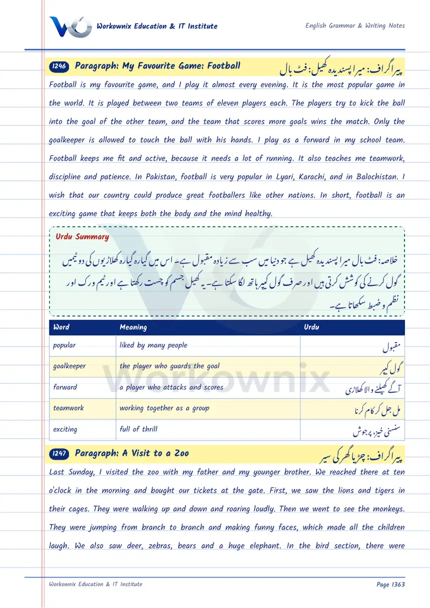 Paragraph on A Visit to a Zoo, page 1 of 2