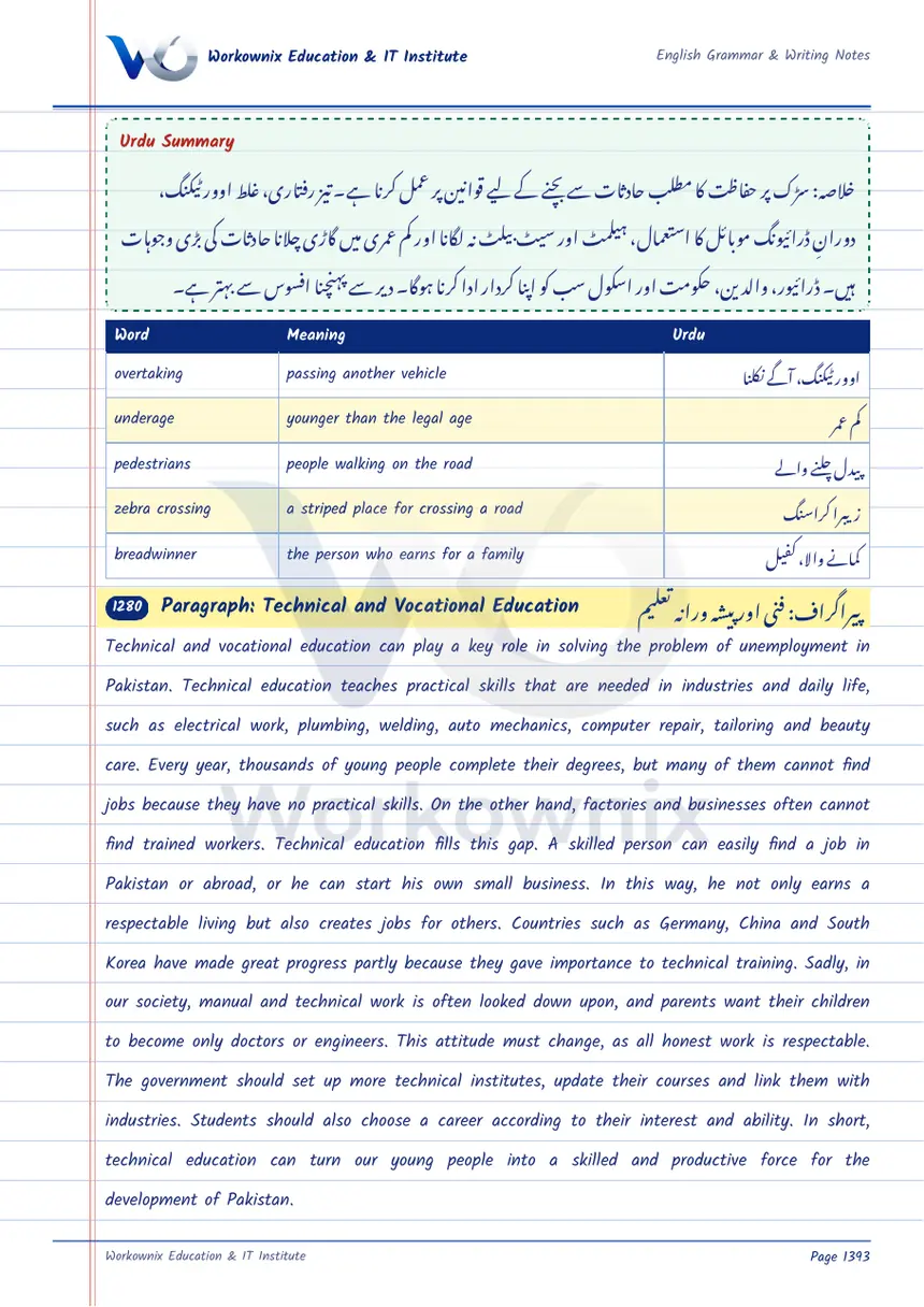 Paragraph on Technical and Vocational Education, page 1 of 2