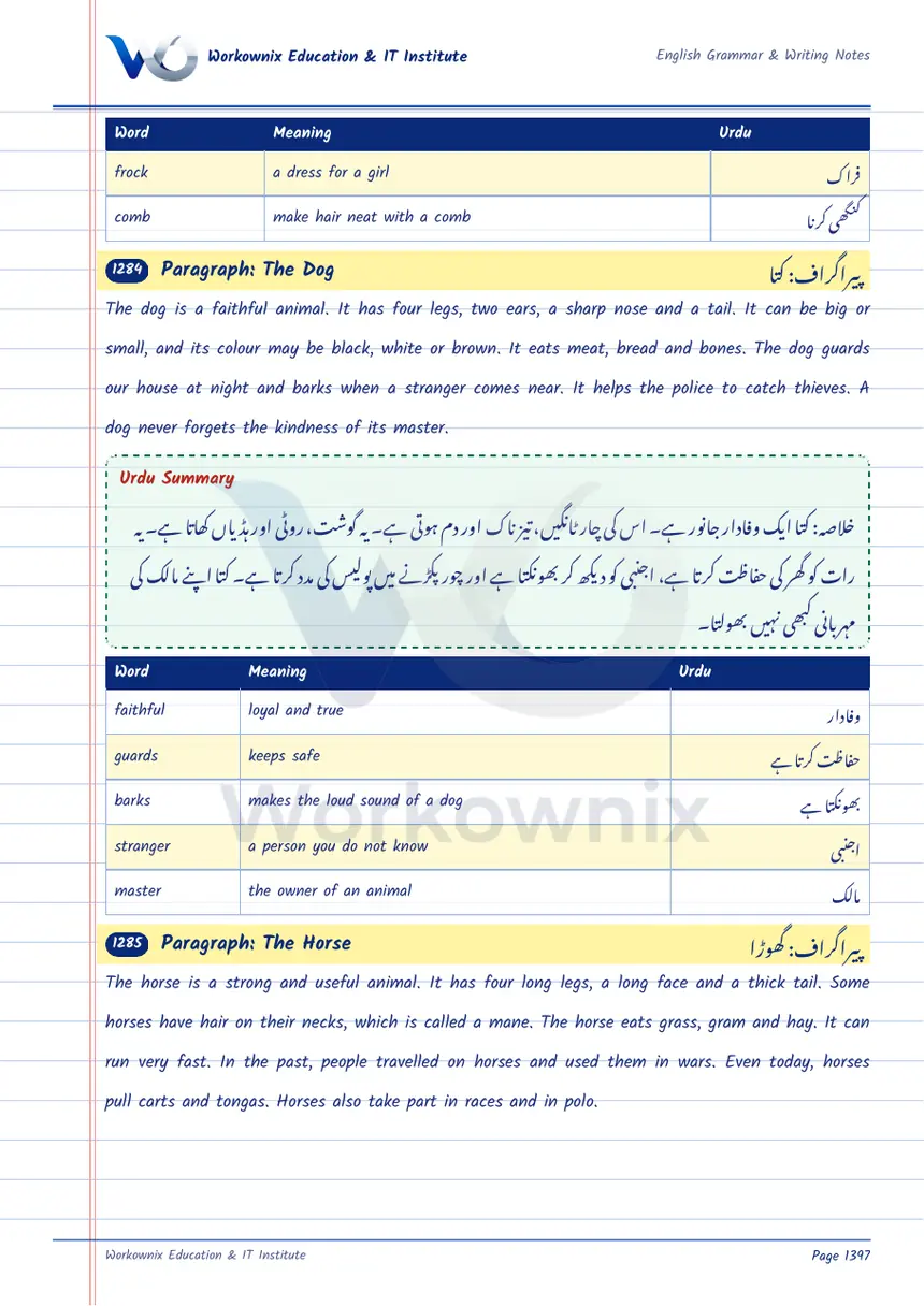 Paragraph on The Horse, page 1 of 2