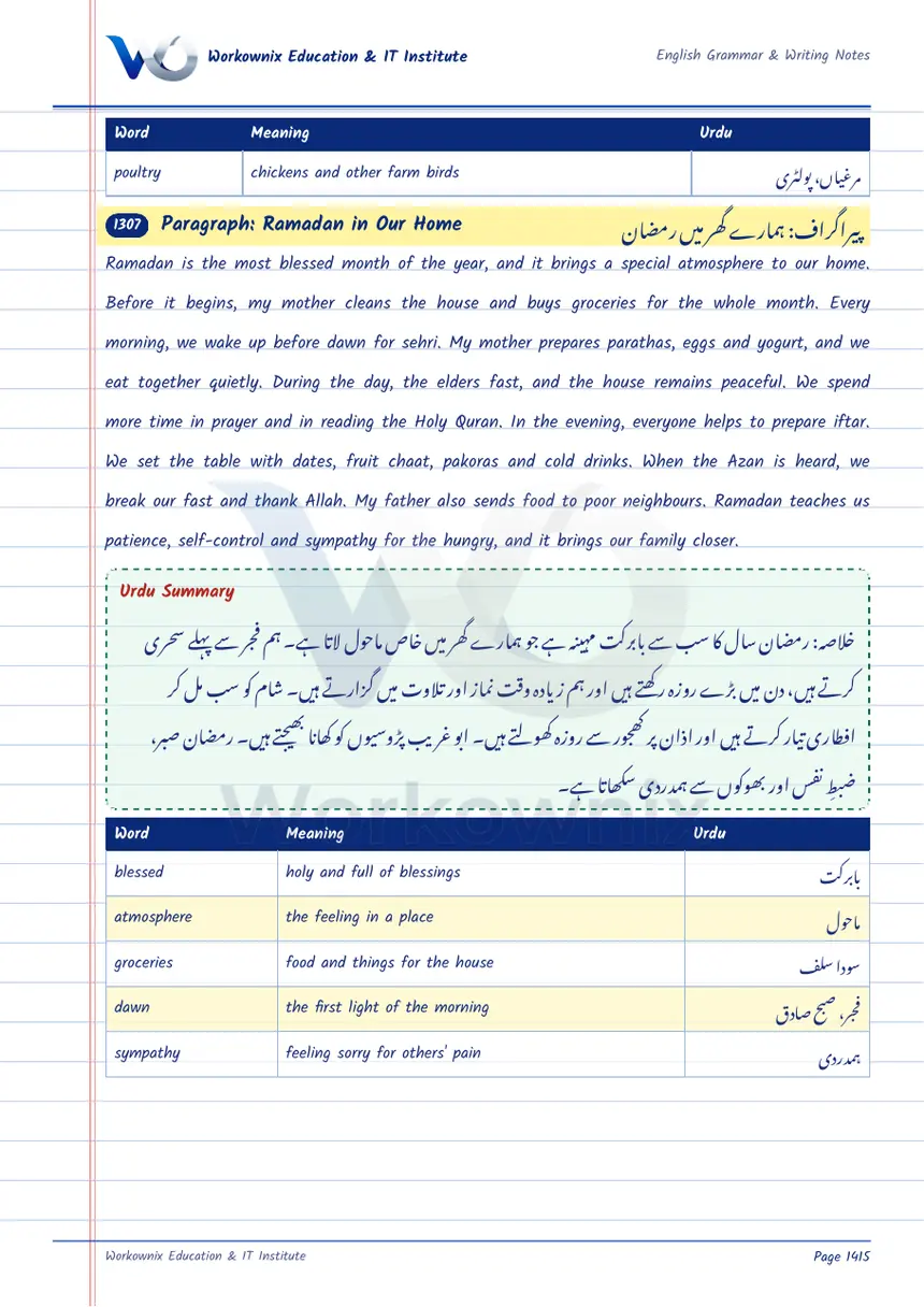 Paragraph on Ramadan in Our Home, page 1 of 1