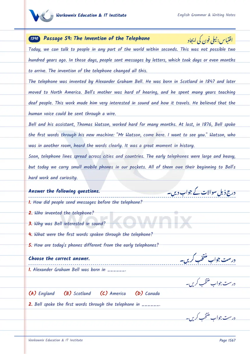 Unseen Passage: The Invention of the Telephone, page 1 of 2