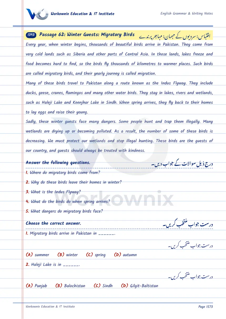 Unseen Passage: Winter Guests: Migratory Birds, page 1 of 2