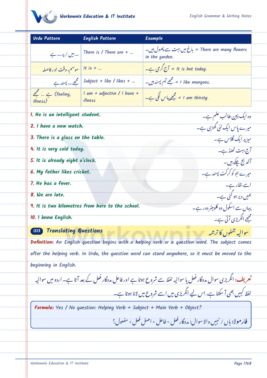 Translating Questions, page 1 of 3
