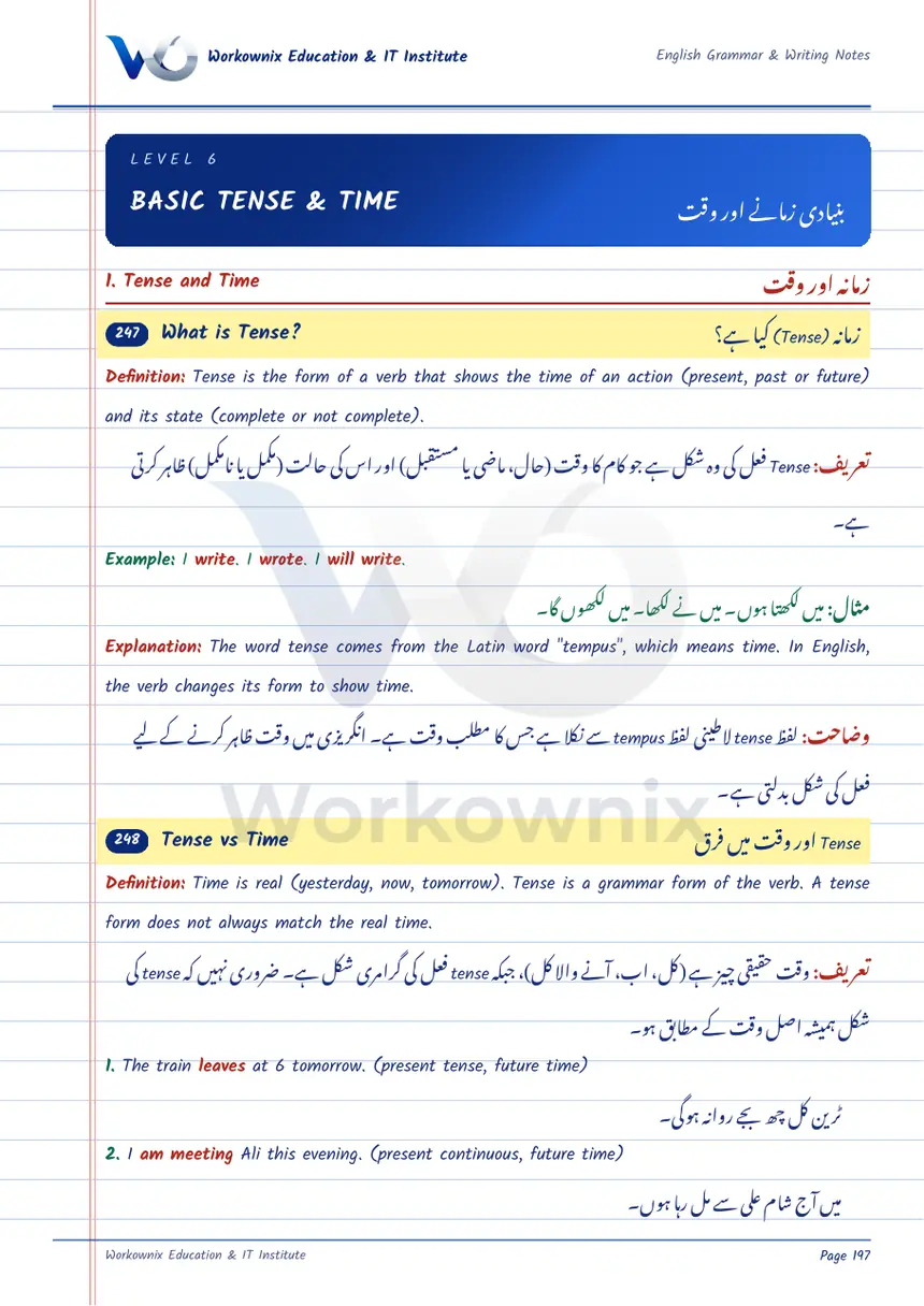 Basic Tense and Time in English, page 1 of 10