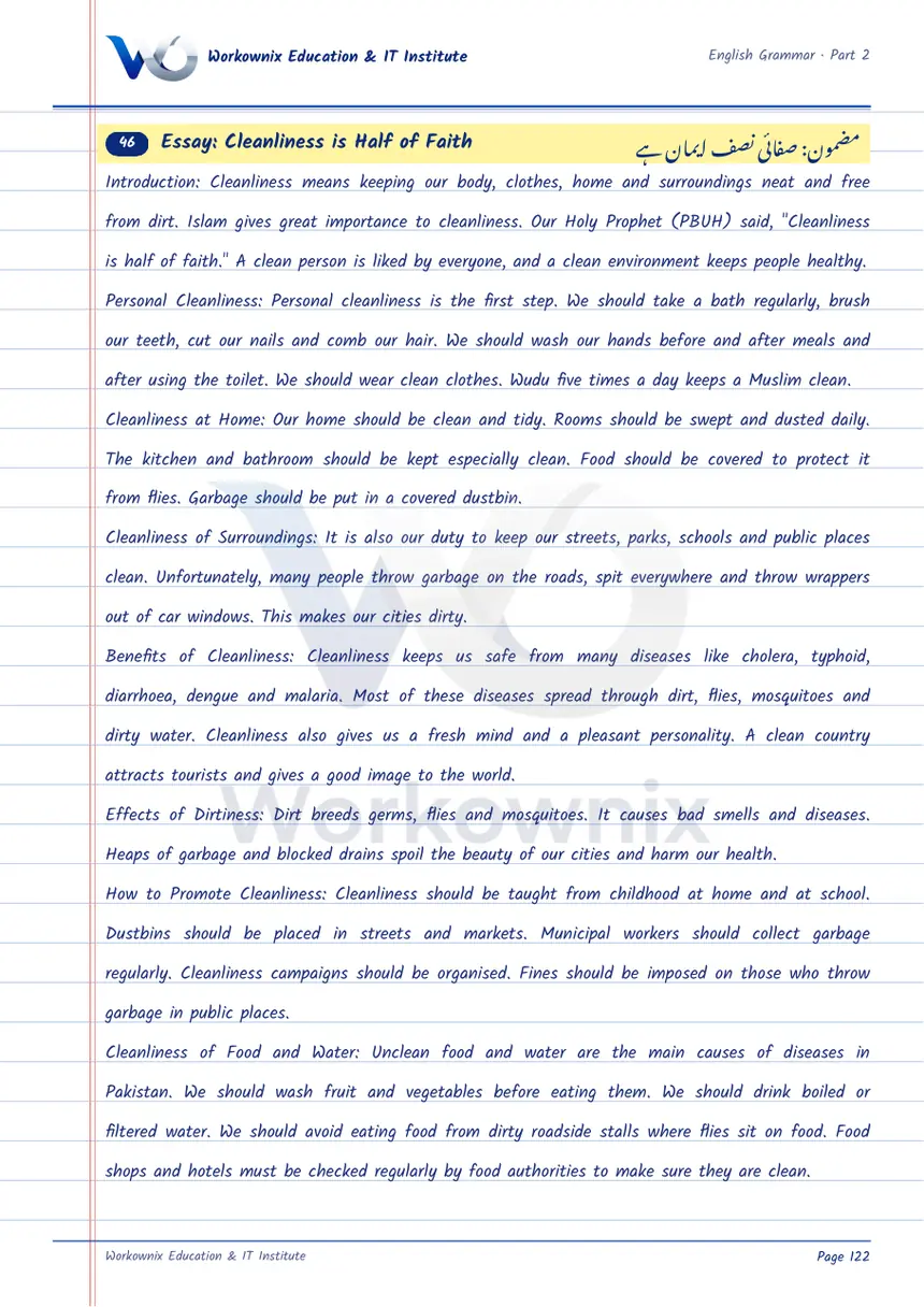 Essay on Cleanliness is Half of Faith, page 1 of 2