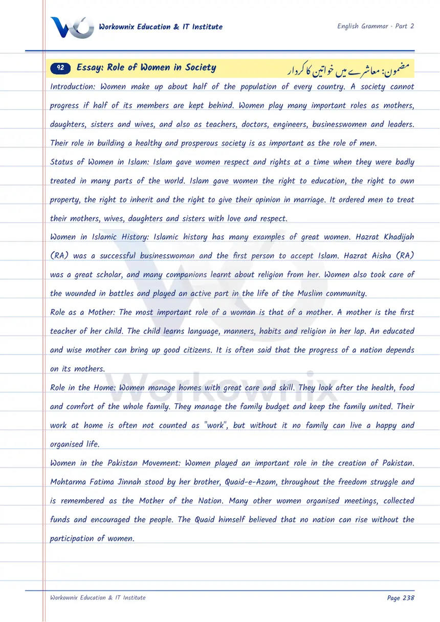 Essay on Role of Women in Society, page 1 of 3