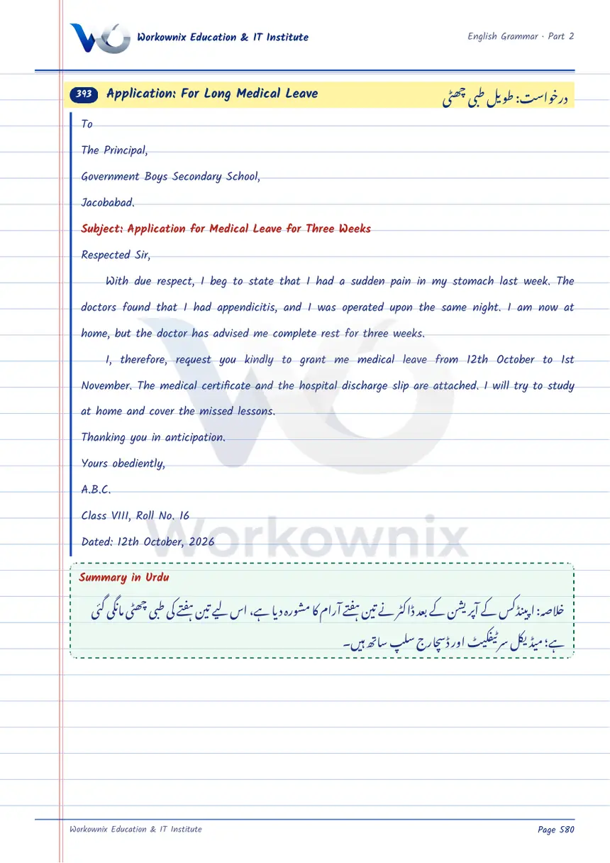 Application for Long Medical Leave, page 1 of 1