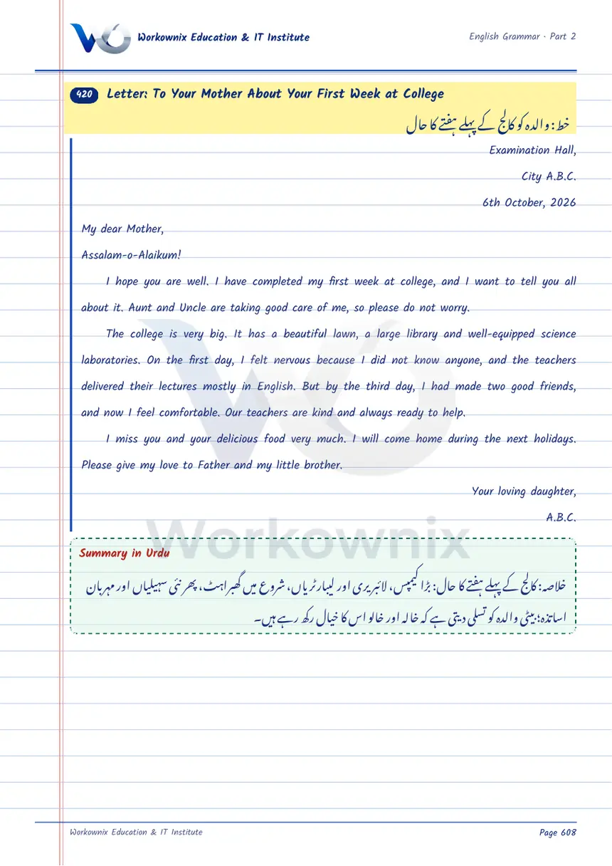 Letter to Your Mother About Your First Week at College, page 1 of 1